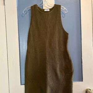 Aritzia Olive Green Ribbed Dress
